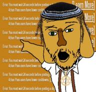 4chan 4chan_pass arm clothes dog dollar_sign ear glasses green_eyes hand hat janny jewelry judaism kippah mustache necklace open_mouth payos pointing soyjak star star_of_david stubble suspenders variant:two_pointing_soyjaks yellow_skin // 736x701 // 498.0KB