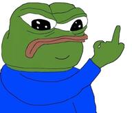 amphibian angry apustaja blue_shirt frog middle_finger nas:pepe pepe_the_frog subnas:apu // 771x664 // 42.5KB