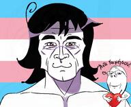 :3 bloodshot_eyes crying dead fembooru_(user) flag gigachad glasses greek_text hair hanging heart mustache open_mouth purple_hair rope smile soyjak stubble subvariant:wholesome_soyjak suicide tongue tranny transgender_flag variant:bernd variant:gapejak wholesome yellow_teeth // 2936x2388 // 1.1MB