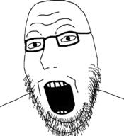 alternate glasses open_mouth soyjak stubble variant:cobson // 721x789 // 23.9KB