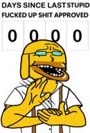 animal artist:ilovy clapping clothes dog ear glasses janny snout stubble text variant:unknown yellow yellow_skin // 896x1326 // 181.7KB