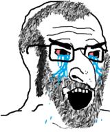 beard bloodshot_eyes crying glasses hair judaism large_nose open_mouth payos soyjak thick_eyebrows variant:soyak // 645x773 // 200.8KB