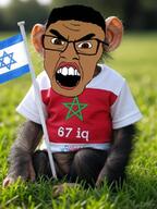 ai_generated angry glasses israel israeli_flag kike monkey morocco north_africa north_african shitroccan soyjak subhuman variant:feraljak // 720x960 // 1.0MB