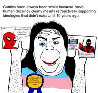 award black_lives_matter comic decent_human_being holding_object i_heart_nigger marvel medal miles_morales peter_parker ribbon secondary signature smug spiderman tourist tranny transgender_flag variant:alicia variant:shirtjak variant:soyak you_will // 949x904 // 189.8KB