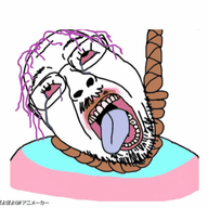 animated bloodshot_eyes crying flag glasses hair hanging open_mouth poyopoyo purple_hair pyokopyoko rope soyjak stubble suicide tagme_poyopoyo tongue tranny variant:bernd yellow_teeth // 400x374 // 744.0KB