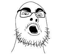 glasses mustache open_mouth soyjak stubble variant:unknown // 781x731 // 14.7KB