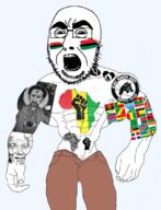 africa african_american angola arm bbc botswana buff burundi clothes cobsontalks comoros djibouti equatorial_guinea eritrea flag flag:african_union_2004 flag:angola flag:botswana flag:burundi flag:comoros flag:djibouti flag:equatorial_guinea flag:eritrea flag:gambia flag:ghana flag:libya_(1977) flag:madagascar flag:malawu flag:niger flag:pan-african gambia ghana hand libya machete madagascar malawi muscles nationalism nelson_mandela niger open_mouth queen_of_spades rantsona snowbunny soyjak spade star_(symbol) stubble subvariant:cobsonTALKS subvariant:spadeson teeth variant:cobson // 852x1112 // 395.3KB