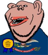 amerimutt award black_sclera brown_skin clothes ear flag flag:north_dakota irrelevant lips mutt north_dakota open_mouth south_dakota soyjak state stubble subvariant:impish_amerimutt text united_states variant:impish_soyak_ears // 685x793 // 102.5KB