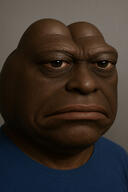 amphibian angry black_skin blue_shirt closed_mouth frog looking_at_you meta:ai_generated meta:not_oc nas:pepe nigger pepe pepe_the_frog shitskin // 1024x1536 // 284.0KB