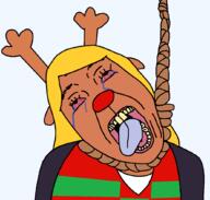 ack antler antlers crying deltarune furry hanging monster noelle_holiday reindeer rope tranny variant:bernd vest video_game yellow_hair // 1033x983 // 38.7KB