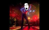 angry animated dance disco glasses irl music open_mouth sound soyjak straight_ahead stubble variant:cobson video // 448x272, 40.8s // 3.0MB