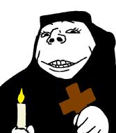black_clothing candle christianity clothes cross female fire hand holding_object nun orthodox robe soyjak subvariant:gapealien subvariant:gapealien_female teeth variant:gapejak // 722x832 // 19.5KB