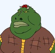 argonian big_lips green_skin horn leather_jacket reptile scale the_elder_scrolls transparent_background variant:meximutt yellow_eyes // 888x849 // 90.5KB