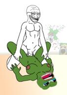 3soyjaks 4chan angry anime arm big_breasts bloodshot_eyes breasts clothes crying distorted erection frog full_body glasses green_hair green_skin grin hair hand hmofa holding_leg meta:pornographic_content naked nipple nsfw open_mouth penis pepe rape rule34 sex soyjak stubble trollface variant:soyak yotsoyba // 1000x1414 // 365.9KB