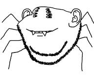 arachnid arm bug ear multiple_eyes no_nose smile soyjak spider stubble variant:impish_soyak_ears // 800x653 // 131.2KB