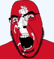 angry animal british england flag flag:kent glasses hair horse kent looking_to_the_left open_mouth soyjak stubble teeth thick_eyebrows united_kingdom variant:cobson // 721x789 // 112.9KB