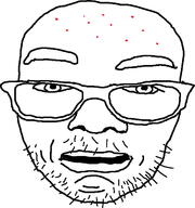 acne bald glasses mustache open_mouth soyjak stubble variant:unknown // 598x639 // 102.7KB