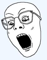 angry femjak glasses nose open_mouth soyjak teeth variant:cakejak // 389x493 // 8.9KB