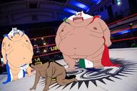 3soyjaks arm badass brown_skin closed_mouth diaper fat fighting flag flag:israel flag:mexico foot hand israel leg mexico mog multiple_soyjaks ring serious soyjak subvariant:beast subvariant:endmutt subvariant:morbidmutt variant:meximutt white_skin wrestling // 600x400 // 274.7KB