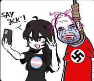 ack anime anime_female anime_girl chud_(boorufag) chud_(soybooru) hanging meta:op_on_the_right selfie suicide swastika tranny trans_rights troon variant:bernd variant:raid_tan // 591x514 // 381.8KB