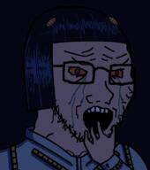 anime bloodshot_eyes bruno_bucciarati clothes crying glasses hand jojos_bizarre_adventure open_mouth soyjak stubble variant:soyak // 708x800 // 17.7KB
