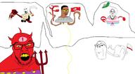 5soyjaks angry arm blood bloodshot_eyes brown_skin cum demon flag frown full_body glasses hair hand heterochromia holding_object horn leg monster multiple_eyes nazism neovagina penis purple_hair red_skin sad smug soyjak stubble swastika the_binding_of_isaac tranny variant:bernd variant:chudjak variant:cobson variant:feraljak variant:gapejak video_game yellow_eyes yellow_teeth // 1914x1060 // 287.9KB