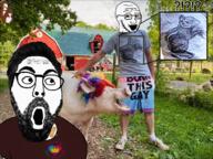 3soyjaks ack art bandaid beard chipmunk clothes coronavirus_pandemic farm gay glasses hanging irl lgbt open_mouth pig shoe shorts smug sneakers sneed soyjak squirrel stubble subvariant:feralsquirrel vaccine variant:feraljak variant:soyak variant:unknown // 1200x900 // 2.6MB