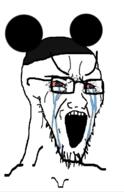 bloodshot_eyes crying disney ear glasses mickey_mouse open_mouth soyjak stretched_mouth stubble variant:soyak // 784x1215 // 243.8KB