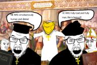 5soyjaks angry bloodshot_eyes catholic christianity ear grin jan_paweł_2 jesus john_paul_2 open_mouth orthodox_church pope priest smile stubble text variant:chudjak variant:feraljak variant:impish_soyak_ears // 2160x1440 // 3.0MB