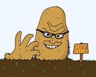 dreamworks_face farm food glasses oc plant plants potato potatoes sign smile smirk soil stubble text transparent_background variant:syndromejak vegetable // 557x446 // 9.8KB