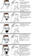 angry bloodshot_eyes brown_hair clenched_teeth computer crying cyrillic_text glasses half-life half-life_2 meme open_mouth soyjak soyjak_comic stretched_mouth valve variant:soyak variant:zoomer wordswordswords zoomer // 800x1450 // 448.5KB