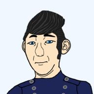 big_nose blue_eyes blue_uniform closed_mouth cridlington_elvis_(fireman) ear elvis fireman_sam fireman_uniform open_mouth sam) soyjak stubble topknot variant:kuzjak // 1000x1000 // 48.2KB