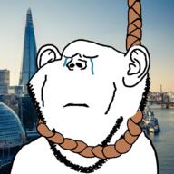 closed_eyes closed_mouth crying ear frown glasses hanging irl_background london rope soyjak stubble suicide variant:impish_soyak_ears // 1920x1920 // 1.6MB