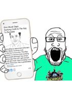 clothes cum elon_musk glasses holding_object holding_phone i_fucking_love_science iphone open_mouth penis phone screenshot soyjak stubble subvariant:phoneplier subvariant:phoneplier_vertical text tshirt variant:markiplier_soyjak // 680x921 // 359.3KB