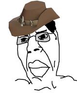 closed_mouth clothes glasses hat lips sniper_(tf2) subvariant:suspicious_chudjak sunglasses team_fortress_2 ugly variant:chudjak // 826x995 // 161.9KB