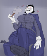 animal big_breasts breasts cape cat cat_ear cigar clothes female full_body glove heart holding_object meta:shut_it_down moistpepper_(user) sitting smoke subvariant:massjak subvariant:massmeowjak suit variant:gapejak // 1363x1636 // 746.7KB