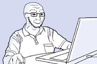 blue_background closed_mouth clothes computer_mouse glasses hand happy laptop shadow smile stubble table template variant:soyak white_skin wire // 736x492 // 15.9KB