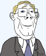 blue_eyes cleft_chin clothes ear eyebrows fixed glasses hair necktie series:aryan_soyjaks shaved smile suit trend:aryan variant:protestantjak yellow_hair // 726x888 // 21.0KB