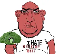 2soyjaks angry broccoli choking closed_mouth clothes crying ear fat fatass food fusion glasses green_eyes green_skin green_tongue i_hate i_hate_healthy_diet meta:edit obese open_mouth punisher_face red_skin stubble subvariant:science_lover t-shirt tshirt variant:bernd variant:markiplier_soyjak variant:obsjak vegetable white_background white_shirt // 1017x935 // 389.0KB