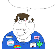 angry autism blush brown_hair cigar closed_mouth ear eyebrows fat femboy flag:lgbt_pride_flag flag:transgender_pride_flag hair nose obese smoking speech_bubble speech_bubble_empty text tranny variant:meximutt weed white_background white_skin // 1269x1121 // 75.7KB