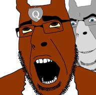 2soyjaks animal black_skin blue_eyes brown_eyes closed_mouth glasses grey_squirrel looking_up nsfw open_mouth queen_of_acorns red_squirrel sex smile soyjak squirrel stubble tattoo variant:cobson yellow_sclera // 722x720 // 57.0KB