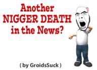 angry animated banner full_body glasses nigger niggermania noisemaker open_mouth party_hat shoe soyjak stubble text total_nigger_death variant:cobson // 280x201 // 154.4KB