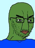animal clothes frog glasses green_skin no_nose pepe soyjak stubble variant:chudjak // 645x870 // 17.5KB