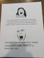2soyjaks a_(4chan) glasses irl open_mouth poster soyjak_party stubble tranny trans_rights variant:alicia variant:cobson // 2448x3264 // 1.5MB