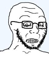 closed_mouth crazed glasses gritting_teeth looking_at_you monochrome pout soyjak stubble subvariant:soyak_(crazed) template transparent_background uncanny variant:soyak // 665x800 // 54.3KB