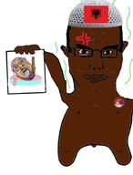 2soyjaks albania anger_mark black_skin bloodshot_eyes brown_skin closed_mouth clothes country crying ear flag flag:albania flag:serbia flag:transgender_pride_flag glasses hair hanging hat mustache naked nsfw open_mouth penis purple_hair reichsadler rope serbia smile soyjak stinky stubble subvariant:chudjak_front suicide text tongue tranny variant:bernd variant:chudjak yellow_teeth // 680x897 // 91.4KB