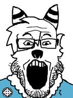 blue_shirt furry gatoamante glasses open_mouth soyjak stormfront stubble variant:markiplier_soyjak zoophile // 596x800 // 54.1KB