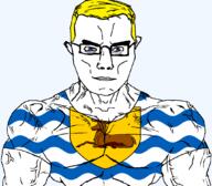 arm blue_eyes british buff closed_mouth clothes deer ear england flag flag:hertfordshire glasses hair hertfordshire soyjak subvariant:chudjak_front subvariant:muscular_chud trend:aryan tshirt united_kingdom variant:chudjak vein yellow_hair // 1059x929 // 120.6KB