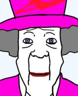 blue_eyes closed_mouth clothes fixed grey_hair hair hat high_quality makeup old queen_elizabeth redraw smile soyjak transparent_background variant:markiplier_soyjak wrinkles // 1128x1381 // 61.8KB