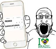 apple_(company) arm brazil clothes flag:brazil glasses hand heart holding_object holding_phone iphone open_mouth phone soyjak spanish_text stubble subvariant:phoneplier subvariant:phoneplier_vertical teeth translator tshirt variant:markiplier_soyjak // 1080x954 // 107.6KB
